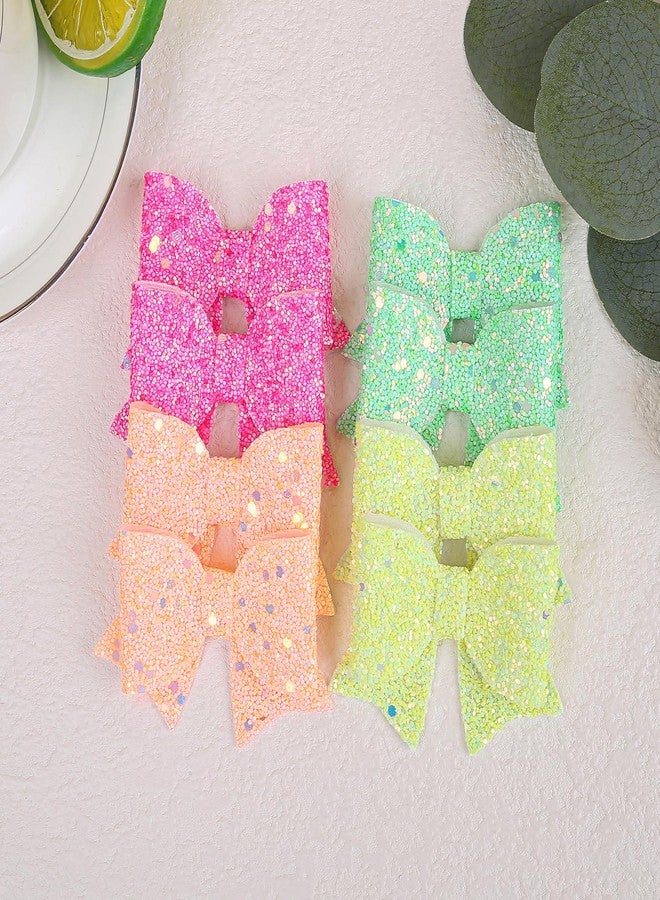 XIMA Glitter Hair Bows for Girls, 24 Piece Set with Alligator Clips, Rainbow Sparkle Hair Accessories - Image 5
